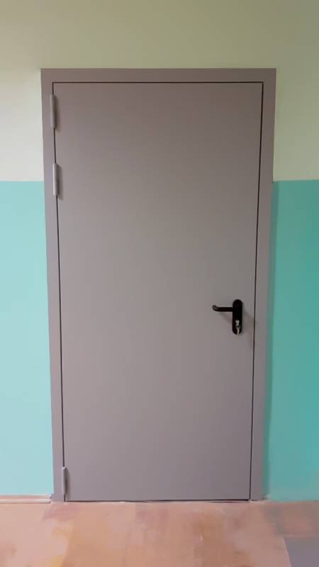 Однопольная дверь снаружи (коридор школы, р-н Марьина Роща)